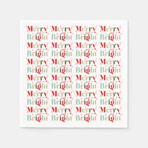 Servilleta De Papel Colores personalizados retro Merry and Bright Navi