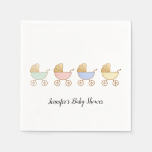 Servilleta De Papel Colores Retro Pastel Carritos Desfile Baby Shower