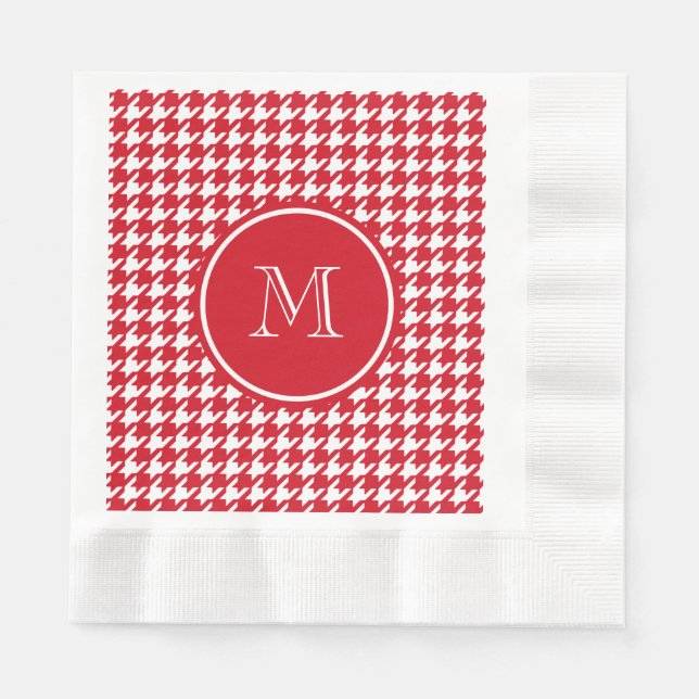 Servilleta De Papel Colores rojos y blancos tu monograma (Anverso)