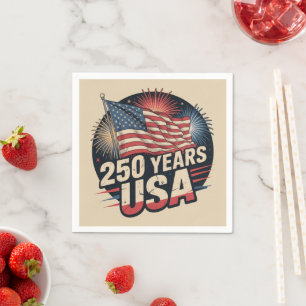 Servilleta De Papel Colores Vintage Bandera Americana 250 Años USA 