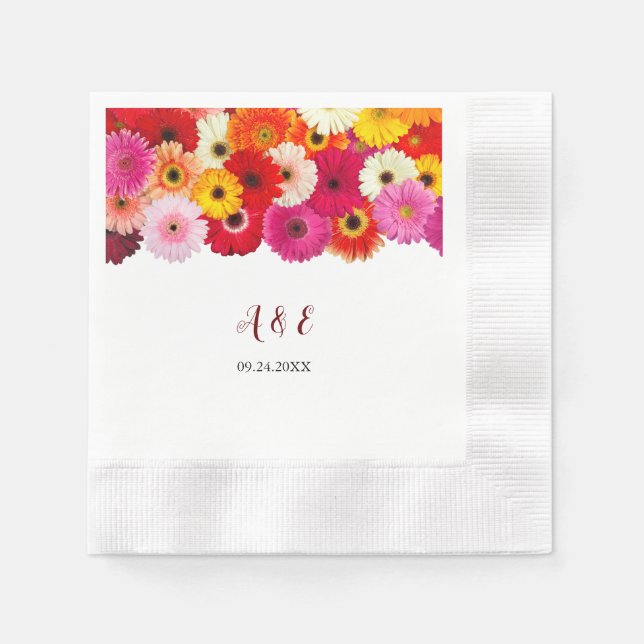 Servilleta De Papel Colorful Daisy Florals Wedding Napkins (Anverso)