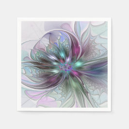 Servilleta De Papel Colorful Fantasy Abstract Modern Fractal Flower