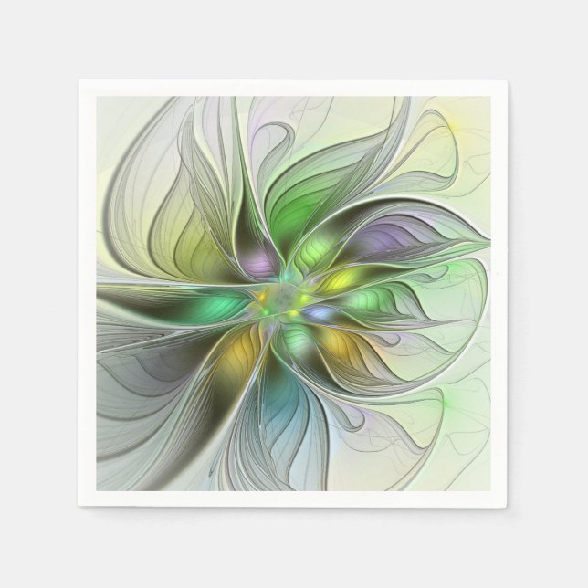 Servilleta De Papel Colorful Fantasy Flower Modern Abstract Fractal (Anverso)