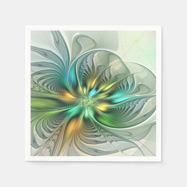 Servilleta De Papel Colorful Fantasy Modern Abstract Flower Fractal (Anverso)