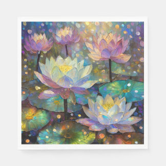 Servilleta De Papel Colorful Lotus Flowers Blossoming in the Snow