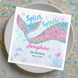 Servilleta De Papel Colorful Mermaid watercolor birthday custom