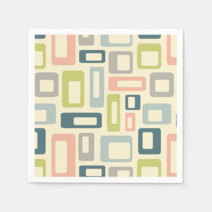 Servilleta De Papel Colorful Mid Century style shapes