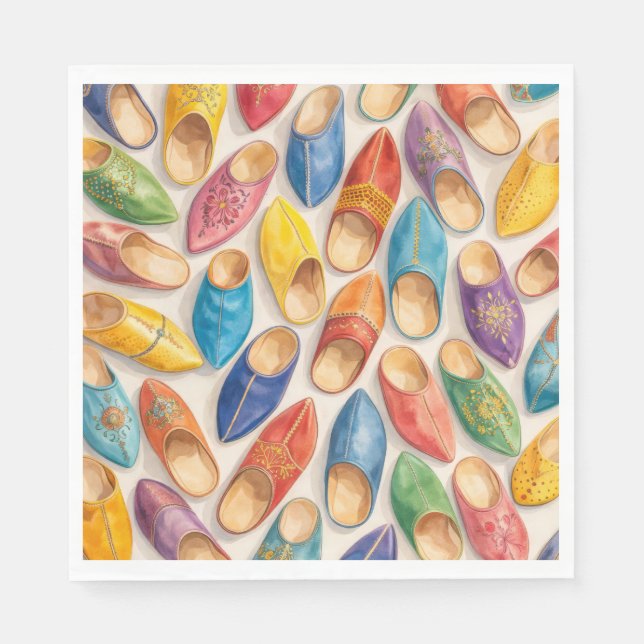 Servilleta De Papel Colorful Moroccan Babouche Slippers (Anverso)