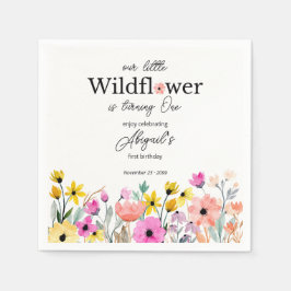 Servilleta De Papel Colorful Pink Our Little Wildflower 1st Birthday