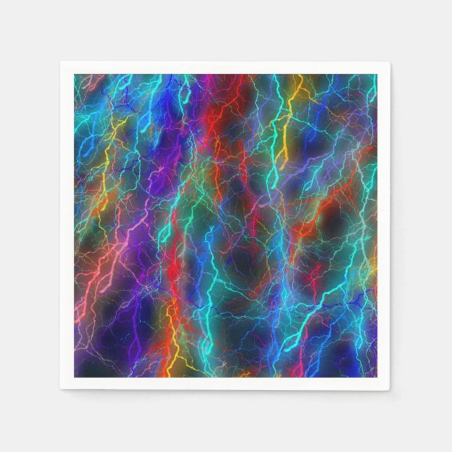 Servilleta De Papel Colorful Rainbow Lightning Storm (Anverso)