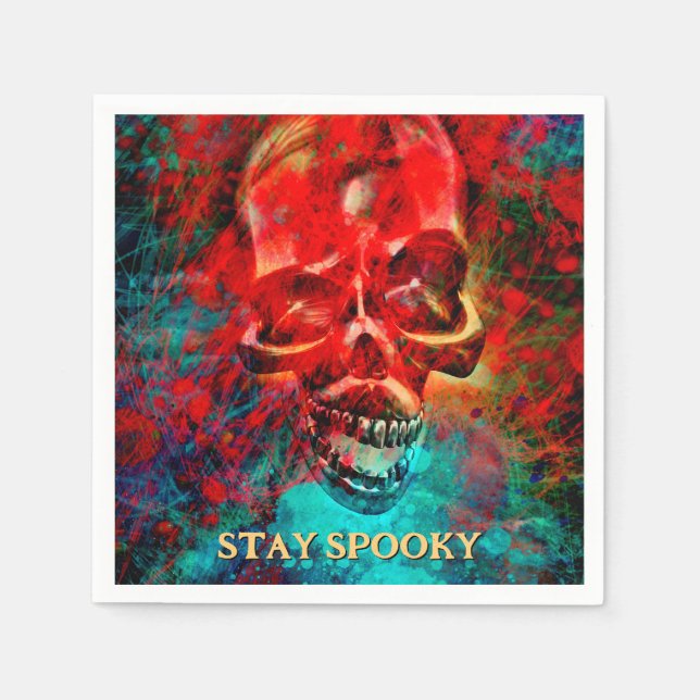 Servilleta De Papel Colorful skull. Stay Spooky (Anverso)