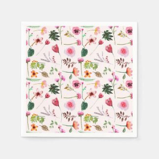 Servilleta De Papel Colorful spring flowers watercolor pattern