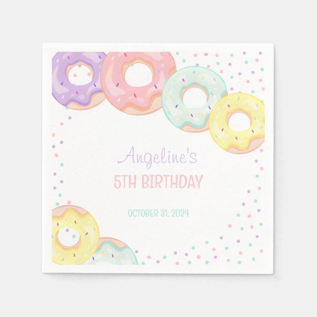 Servilleta De Papel Colorful Sprinkle Donuts Kids Birthday (Anverso)