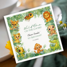 Colorful Wild One 1st Birthday Party Paper Napkins