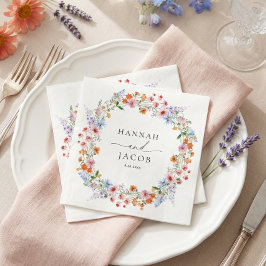 Servilleta De Papel Colorful Wildflower Meadow Personalized Wedding 