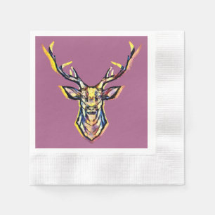 Servilleta De Papel Colorida acuarela Deer Head Art