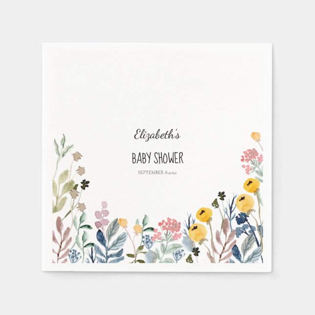 Servilleta De Papel Colorida acuarela Flora silvestre (Anverso)