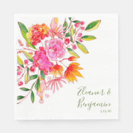Servilleta De Papel Colorida acuarela rosa Floral Boda personalizada