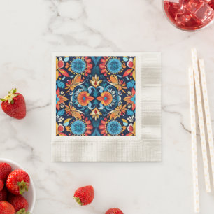 Servilleta De Papel Colorida elegancia floral de Boho: Vibrante Mandal