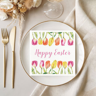 Servilleta De Papel Colorida Feliz Pascua Floral Tulipán