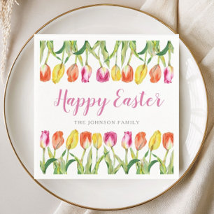 Servilleta De Papel Colorida Feliz Pascua Floral Tulipán 