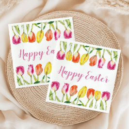 Servilleta De Papel Colorida Feliz Pascua Floral Tulipán 