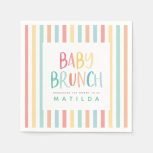 Servilleta De Papel Colorida invitación de brunch de rainbow stripe b