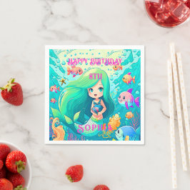 Servilleta De Papel Colorida Sirena temática feliz cumpleaños Fiesta
