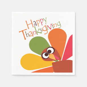 Servilleta De Papel Colorida Turquía Feliz Día de Acción de Gracias