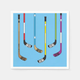 Servilleta De Papel Coloridas garrapatas de hockey y patadas en azul