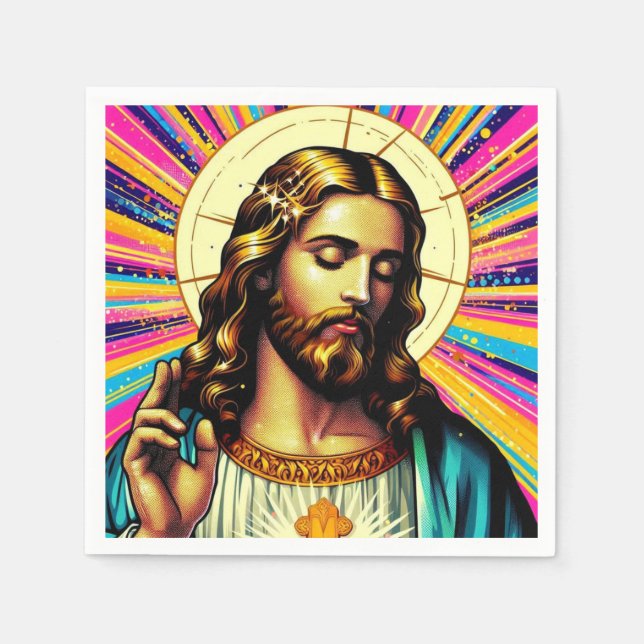 Servilleta De Papel ¡Coloridas toallas de Jesús! (Anverso)