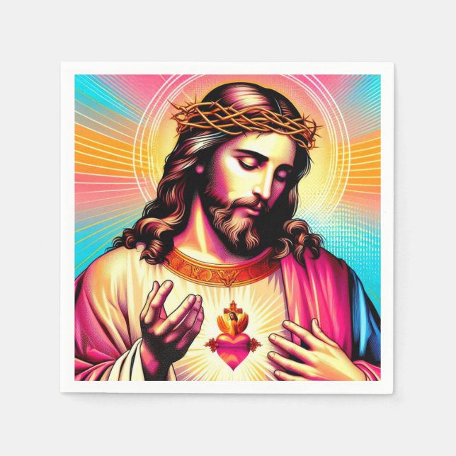 Servilleta De Papel ¡Coloridas toallas de Jesús! (Anverso)