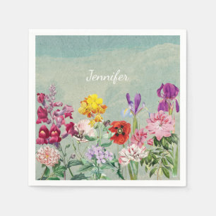 Servilleta De Papel Coloridas vintage floreciendo bellas flores silves