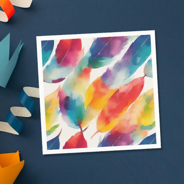Servilleta De Papel Colorido Arcoíris Indio Pluma Acuarela  (Subido por el creador)