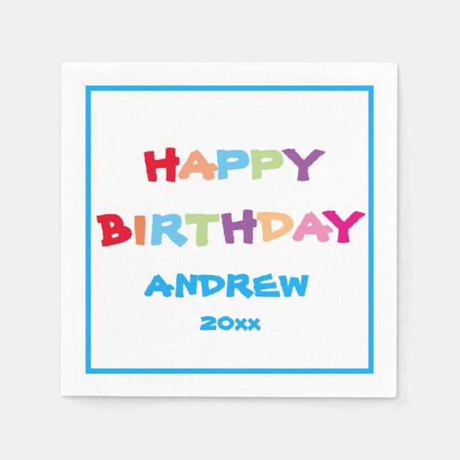 Servilleta De Papel Colorido Brillo Personalizado Papel Feliz Cumpleañ (Anverso)