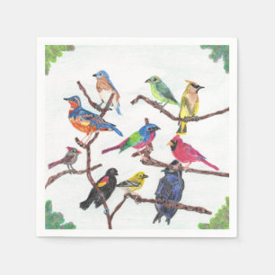 Servilleta De Papel Colorido conjunto de pájaros cantores