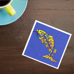 Servilleta De Papel Colorido Fancy Abstract Fish