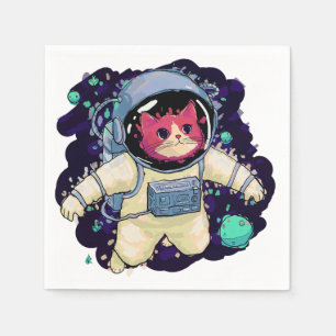 Servilleta De Papel Colorido gato astronauta