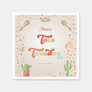 Servilleta De Papel Colorido Groovy Fiesta 2do cumpleaños Taco Twosday