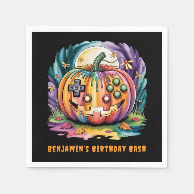 Servilleta De Papel Colorido juego calabaza Halloween Bash (Anverso)
