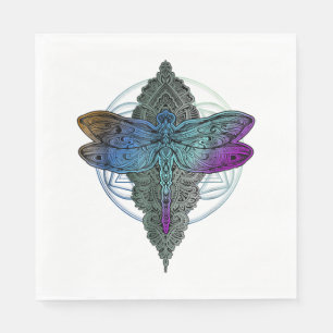 Servilleta De Papel Colorido Mandala Dragonfly T Shirt Lotus Flower