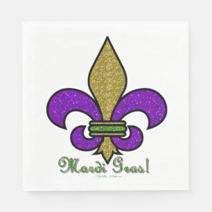 Servilleta De Papel Colorido Mardi Gras Fleur De Lis