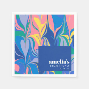 Servilleta De Papel Colorido Mármol Abstracto Azul Ducha Nupcial Perso