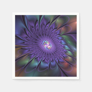 Servilleta De Papel Colorido Moderno Abstracto Floral Fractal de Moda