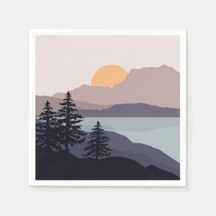 Servilleta De Papel Colorido paisaje montañoso del amanecer
