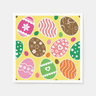 Servilleta De Papel Colorido Patrón de Huevos de Pascua Fondo Amarillo