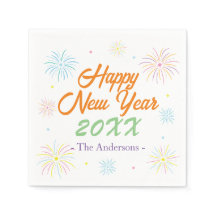 Colorido plano Feliz Año Nuevo Fiesta - Blanco