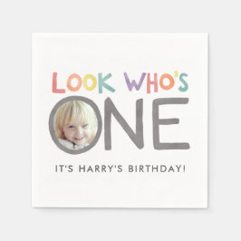 Servilleta De Papel Colorido Rainbow Primer cumpleaños