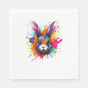 Servilleta De Papel Colorido Splash Art Cute Conejo Continental Gigant
