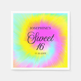 Servilleta De Papel Colorido Tie Dye Pastel Boho 16º cumpleaños